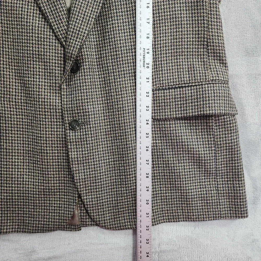 Vintage New England Collection Sport Coat Men 46L Brown Houndstooth Tweed Blazer